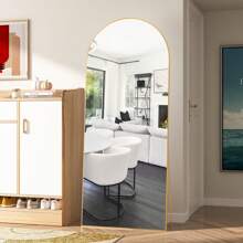 CASSILANDO Full Length Mirror 65"*24" Floor Mirror, Standing Mirror Smooth Arched Top Mirror, Large Arched Mirror, Bedroom Living Room Wall Mirror, Black,Gold - 金色 - 查看 10