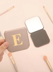 Portable Letter Graphic Mirror, Compact Vanity Mirror, Pocket Mirror, Small Mirror, Living Room Home Bedroom Bathroom House Decor, Travel Stuff, Wedding, Party, Birthday, Gifts For Men Mom Dad Best Friends Teacher, New Years, Accessories, Funny Gift - Khaki - View 7