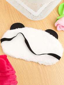 1pc Creative Cute Expression Panda Eye Mask Plush Sleep Eye Mask Rest Travel Eyepatch Cover - Black and White - View 6