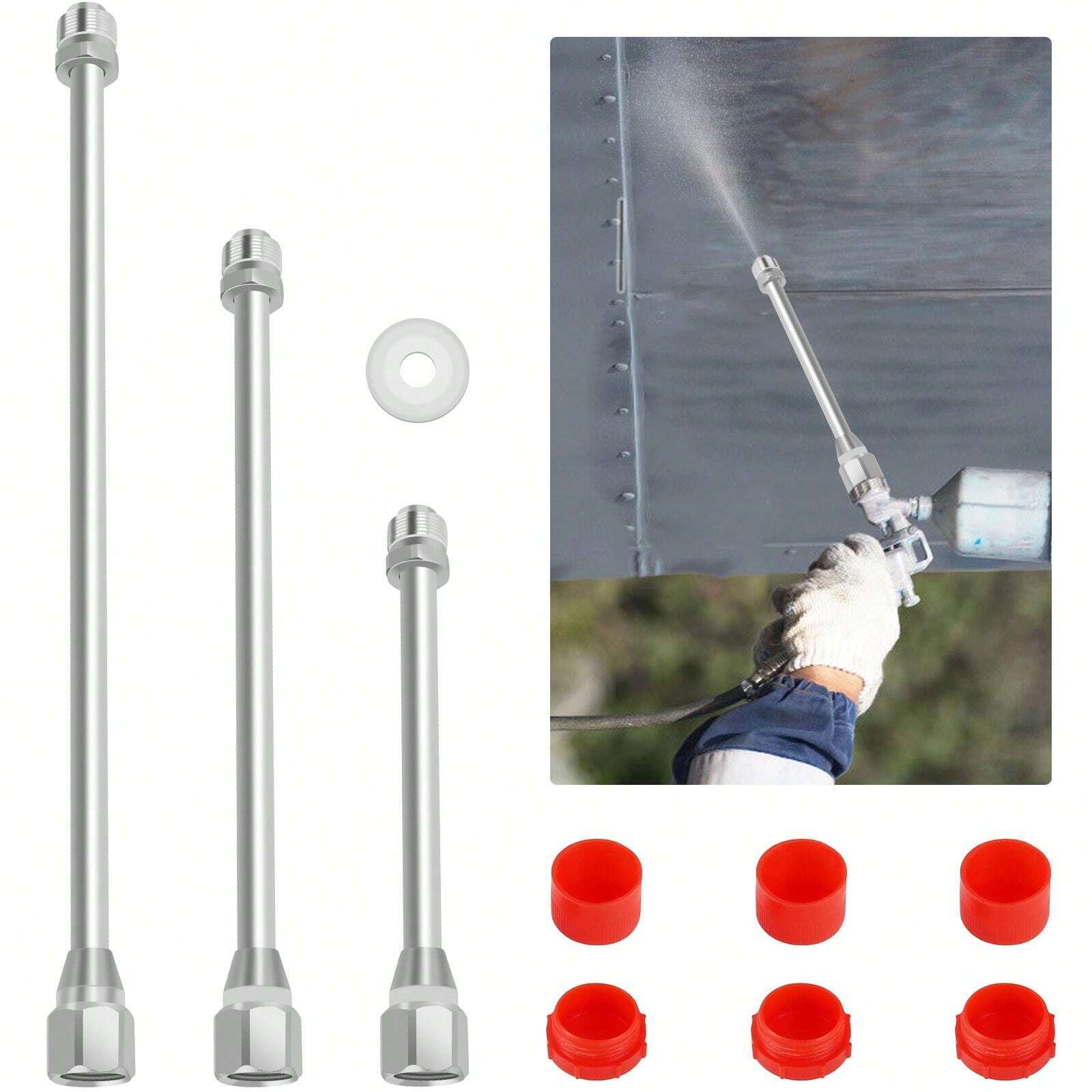 3Pcs Paint Sprayer Extension Rod 20/30/38cm Aluminum Airless Paint