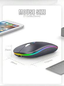 Ratón inalámbrico Ratón inalámbrico recargable para juegos en portátiles, silencio, oficina, monomodo, Bluetooth - Gris Oscuro - Ver 3