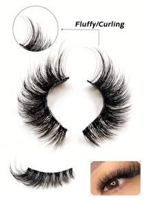 Asiteo 5 Pairs Cat Eye False Eyelashes, Transparent Stem, Fluffy & Soft, Makeup Eyelash Extensions - Black - View 3