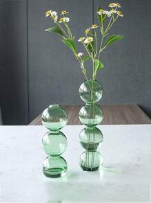 Korean Ins Style Bubble Glass Flower Vase For Hydroponic Plants, Fresh Flowers, Tulip. Living Room Decoration Gifts Birthday Graduation Home Decor Glass Vase - Green - View 1