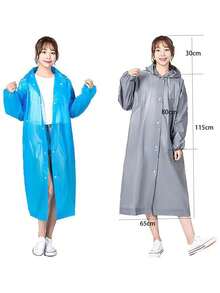 1件加厚且可重複使用的雨衣套裝,輕便成人雨衣男女適用,適合35-100公斤體重 - 灰色 - 查看 2