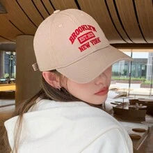 1 pièce Casquette de baseball à visière incurvée, design avec lettres brodées, convient pour une utilisation quotidienne au printemps et en été, style casual de rue
