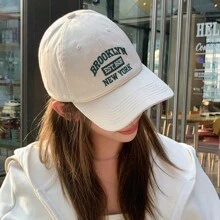 1 pièce Casquette de baseball à visière incurvée, design avec lettres brodées, convient pour une utilisation quotidienne au printemps et en été, style casual de rue