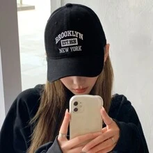 1 pièce Casquette de baseball à visière incurvée, design avec lettres brodées, convient pour une utilisation quotidienne au printemps et en été, style casual de rue