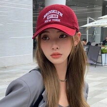 1 pièce Casquette de baseball à visière incurvée, design avec lettres brodées, convient pour une utilisation quotidienne au printemps et en été, style casual de rue