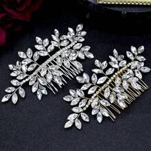 1pc Rhinestone Decorated Silver Bridal Hair Comb, Suitable For Weddings, Banquets And Parties