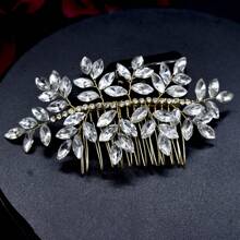 1pc Rhinestone Decorated Silver Bridal Hair Comb, Suitable For Weddings, Banquets And Parties