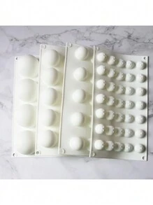 1pc 3D Ball Shape Silicone Mold For Baking Non-Stick Easy Release White Sphere Baking Mold For Mousse Cake Fondant Sugarcraft Dessert Pastry Tools