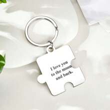 1pc Custom Puzzle Picture Keychain Personalized Text Keychain Customized Picture Keychain Doubled Sided Picture And Text Keychain - 4*4.4cm 1st Anniversary Boyfriend Gift Girlfriend Gift Idea Custom Keychain Unique Gift For Her Ideal For Valentine's Day, Mother's Day, Father's Day, Christmas, Birthdays, Or Anniversaries, Best Gift For Mom, Dad, Wife, Husband, Girlfriend, Boyfriend, Grandpa, Stepfather