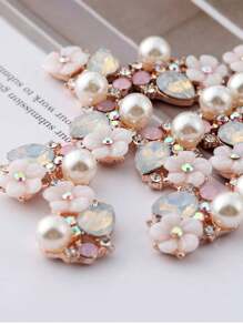 5pcs Faux Pearl Rhinestone Buttons Flat Electroplated Hair Clips Diy Craft Sewing Clothing Accessories Wedding Decoration