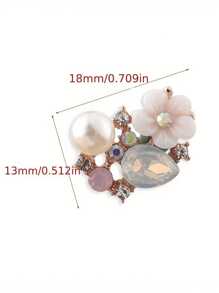 5pcs Faux Pearl Rhinestone Buttons Flat Electroplated Hair Clips Diy Craft Sewing Clothing Accessories Wedding Decoration