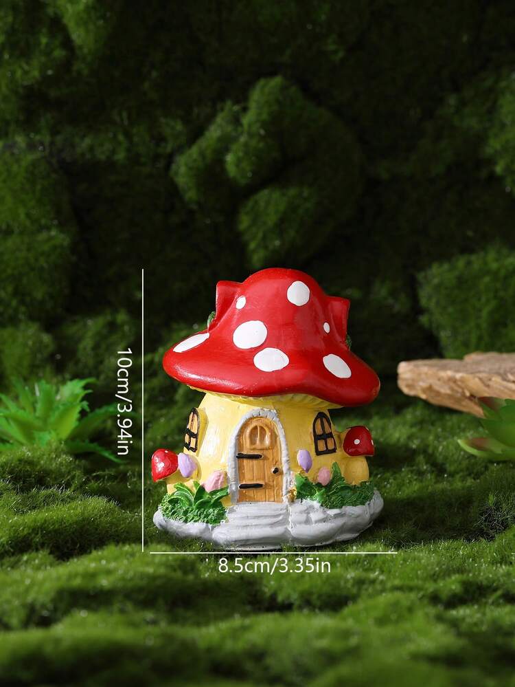 1 Peça Decoração De Resina De Casa De Cogumelo De Desenho Animado Criativo - Multicolorido - Ver 5