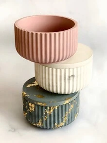 DIY Striped Cylindrical Candle Cup, Concrete Succulent Planter Mold, Round Jewelry Box With Lid, Resin Drip Glue Mold, Scented Candle Silicone Mold
