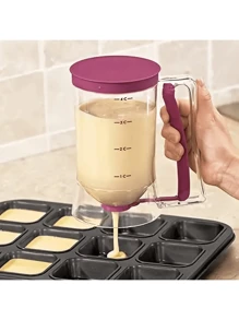 Cake Batter Dispenser, Funnel Separator With Liquid Measuring Cup, Baking Tool For Cupcakes, Waffles, Pancakes, Cookies Or Any Baked Goods - Purple - View 5
