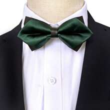 1件男士图案领结，商务正式晚宴领结，英伦风时尚百搭西装花朵翻领别针，高端格子波点黑色底三角形领结，优雅 - 彩色 - 查看 18