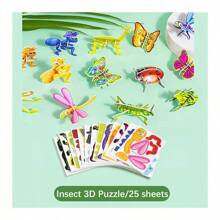 Conjunto De 50 Tarjetas De Rompecabezas Para Armar Insectos Tridimensionales Divertidos Diy, Adecuado Para Educación Temprana Y Juegos Entre Padres E Hijos - estilo mixto - Ver 2