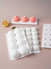 1pc 3D Ball Shape Silicone Mold For Baking Non-Stick Easy Release White Sphere Baking Mold For Mousse Cake Fondant Sugarcraft Dessert Pastry Tools