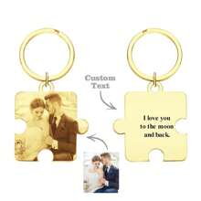 1pc Custom Puzzle Picture Keychain Personalized Text Keychain Customized Picture Keychain Doubled Sided Picture And Text Keychain - 4*4.4cm 1st Anniversary Boyfriend Gift Girlfriend Gift Idea Custom Keychain Unique Gift For Her Ideal For Valentine's Day, Mother's Day, Father's Day, Christmas, Birthdays, Or Anniversaries, Best Gift For Mom, Dad, Wife, Husband, Girlfriend, Boyfriend, Grandpa, Stepfather