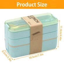 900ml Bento Box For Adults Kids 3 Stackable Meal Box Leak-Proof Bento Meal Box Portable Meal Food Container Reusable Healthy Plastic Food Storage Box Dishwasher Microwave Safe - 綠色 - 查看 3