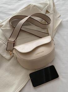 กระเป๋าสะพายแฟชั่นพร้อมแผ่นพับ,กระเป๋าผู้หญิงครึ่งวงกลมพร้อมสายปรับได้,กระเป๋าเปลือกหอยทรงอานสำหรับเดินทาง,กระเป๋ามินิสีทึบพร้อมสายทอ,กระเป๋าลำลองมัลติฟังก์ชั่น - สีครีม/สีเบจ - ดู 6