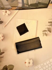 1pc Ultra-Light Fashionable Rimless Glasses With Vintage Gold Temples Clear Glasses Accessories - Silver - View 6