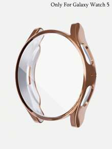 1 PC Nữ Màu Vàng Hồng TPU Mềm Thời Trang Chống Trầy Xước 2 Trong 1 Vỏ Đồng Hồ Mạ & Bảo Vệ Màn Hình 40Mm/44Mm, Tương Thích Với Samsung Galaxy Watch 5 - Hoa hồng vàng - Xem 2