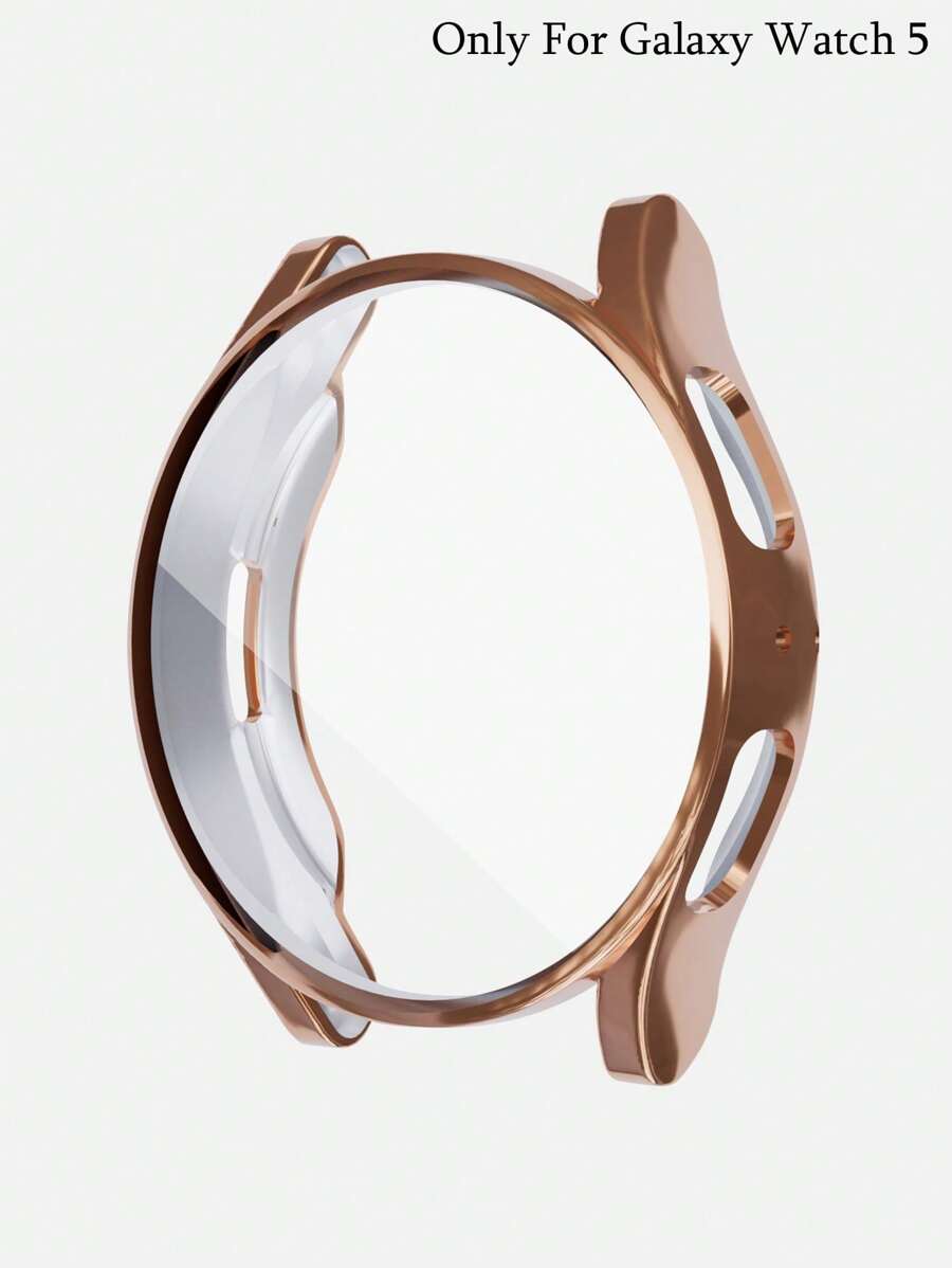 1 PC Nữ Màu Vàng Hồng TPU Mềm Thời Trang Chống Trầy Xước 2 Trong 1 Vỏ Đồng Hồ Mạ & Bảo Vệ Màn Hình 40Mm/44Mm, Tương Thích Với Samsung Galaxy Watch 5