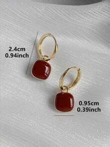 1對法式復古風格時尚優雅個性化日常佩戴耳環（女款） - 幾何 - 查看 7