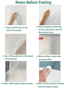 1 Miếng Acrylic Đa giác Hình dạng Dán Tường Gương - Màu be - Xem 5