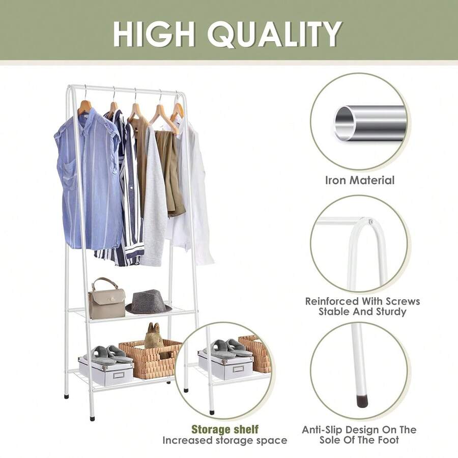 Metal Clothes Shoes Storage Shelfs Rail Rack Garment Plant Hanging ...