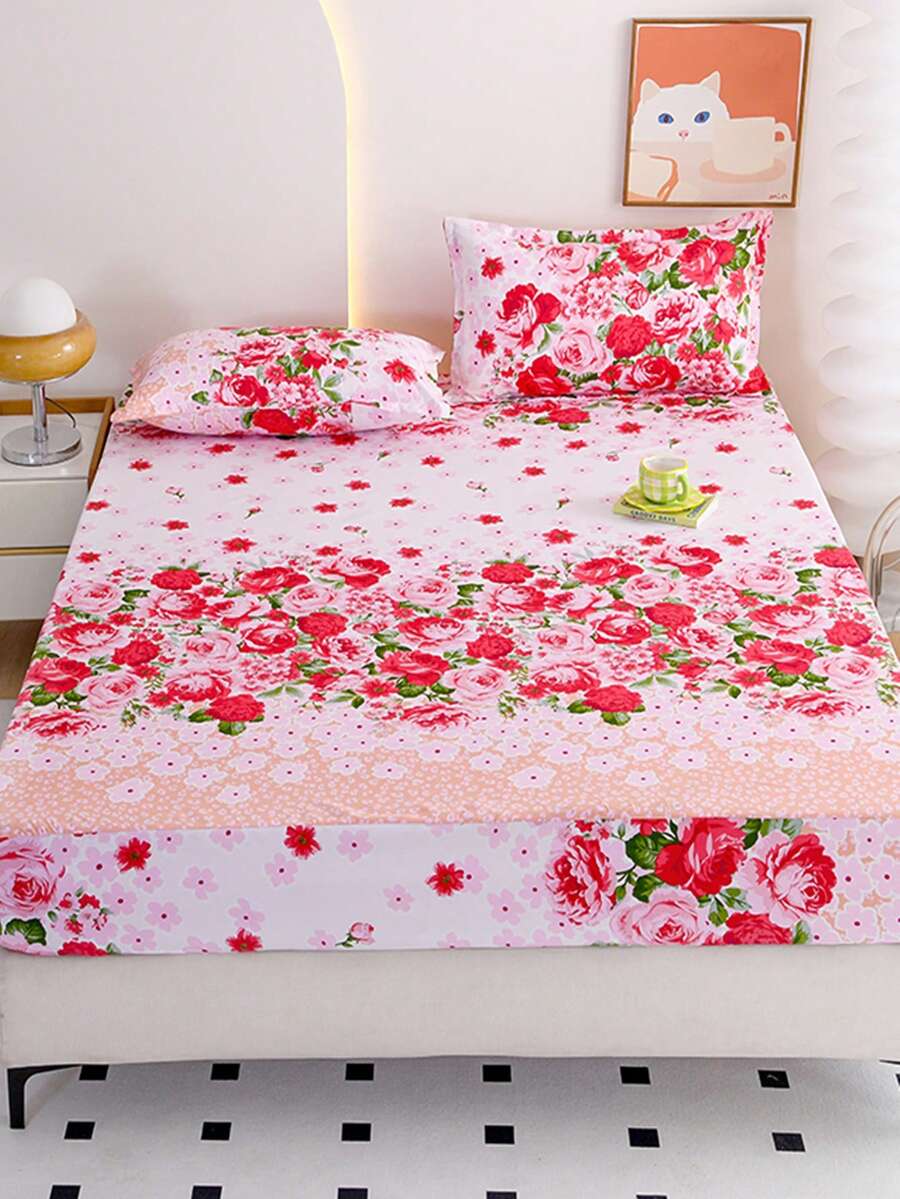 1 tấm ga trải giường in phản ứng nhiều màu, họa tiết hoa vườn phong cách hiện đại, nhiều kích cỡ, dày, không phai màu, không xù lông, mềm mại và thoải mái, thích hợp cho phòng ngủ gia đình, sử dụng ngoài trời - Nhiều màu - Xem 1