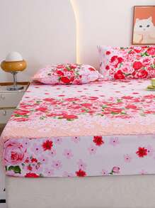 1 tấm ga trải giường in phản ứng nhiều màu, họa tiết hoa vườn phong cách hiện đại, nhiều kích cỡ, dày, không phai màu, không xù lông, mềm mại và thoải mái, thích hợp cho phòng ngủ gia đình, sử dụng ngoài trời - Nhiều màu - Xem 2