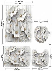 1/3/4pcs 3d Flower Series Digital Print Shower Curtain Or Floor Mat Home Bathroom Decor Bath Rug Floor Carpet Outdoor Rug Door Mat Fall Decor Bathroom Accessories Back To School Entryway Decor - non-monochrome - View 2