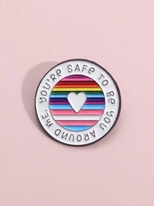 1pc Rainbow Creative And Personalized English Circular Brooch For Women's Clothing Accessories, Warm Words, Badges, Jewelry Gifts - Multicolor - View 7