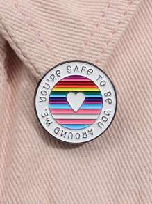 1pc Rainbow Creative And Personalized English Circular Brooch For Women's Clothing Accessories, Warm Words, Badges, Jewelry Gifts - Multicolor - View 5