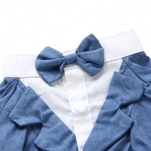 西裝和禮服風格的寵物服裝,適合婚禮和日常穿著,適用於貓和狗 - 藍色 - 查看 6