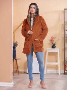 Women Faux Fur Coats - 棕色 - 查看 3
