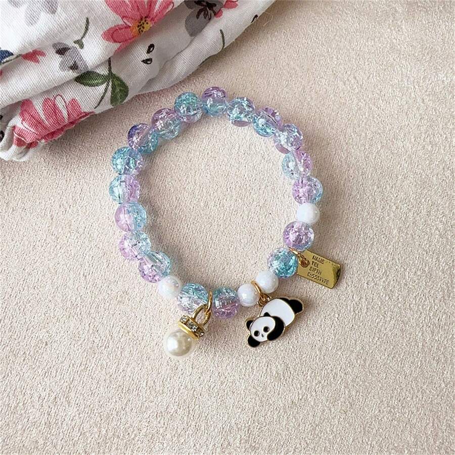 Pulsera Con De Panda Morada Con Cuentas - Morado - Ver 1