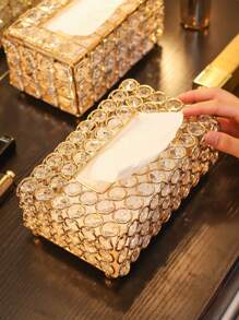 1pc Creative European Style Crystal Tissue Box For Household Living Room Dining Table Napkin Holder Home Decor Organizer Home Bathroom Decor Bathroom Organizer Summer Back To School
