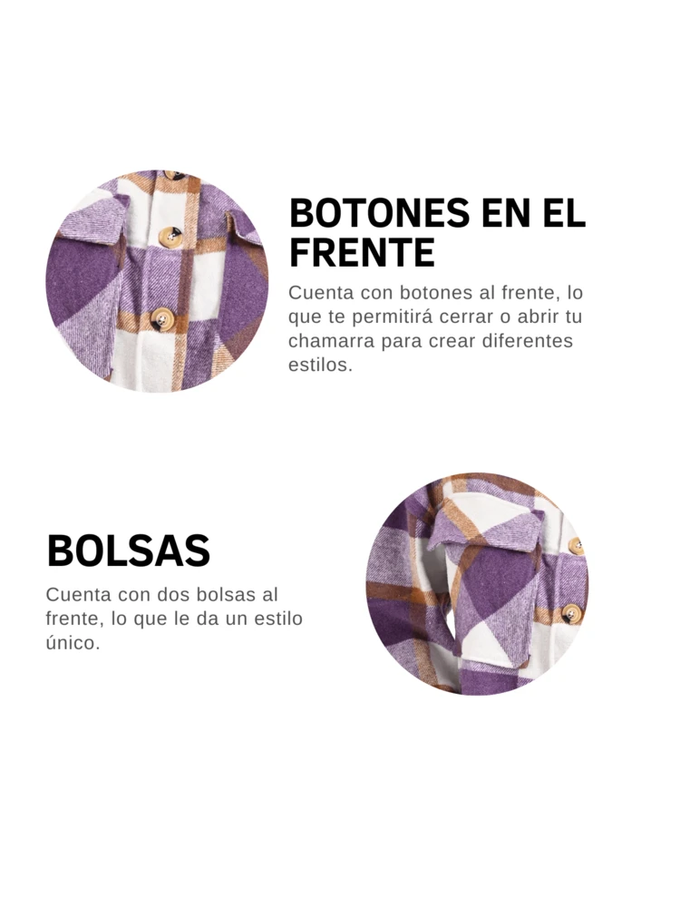 Chamarra Basica Para Dama Con Bolsas Casual Moda - Morado - Añade 5