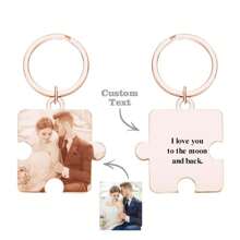1pc Custom Puzzle Picture Keychain Personalized Text Keychain Customized Picture Keychain Doubled Sided Picture And Text Keychain - 4*4.4cm 1st Anniversary Boyfriend Gift Girlfriend Gift Idea Custom Keychain Unique Gift For Her Ideal For Valentine's Day, Mother's Day, Father's Day, Christmas, Birthdays, Or Anniversaries, Best Gift For Mom, Dad, Wife, Husband, Girlfriend, Boyfriend, Grandpa, Stepfather