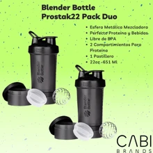 Bottle Gym Sports Bottle Prostak22 Shaker Bottle With Pill Box Included And 2 Compartments For Protein Duo Pack Black Color 2 Pieces - Black - View 1