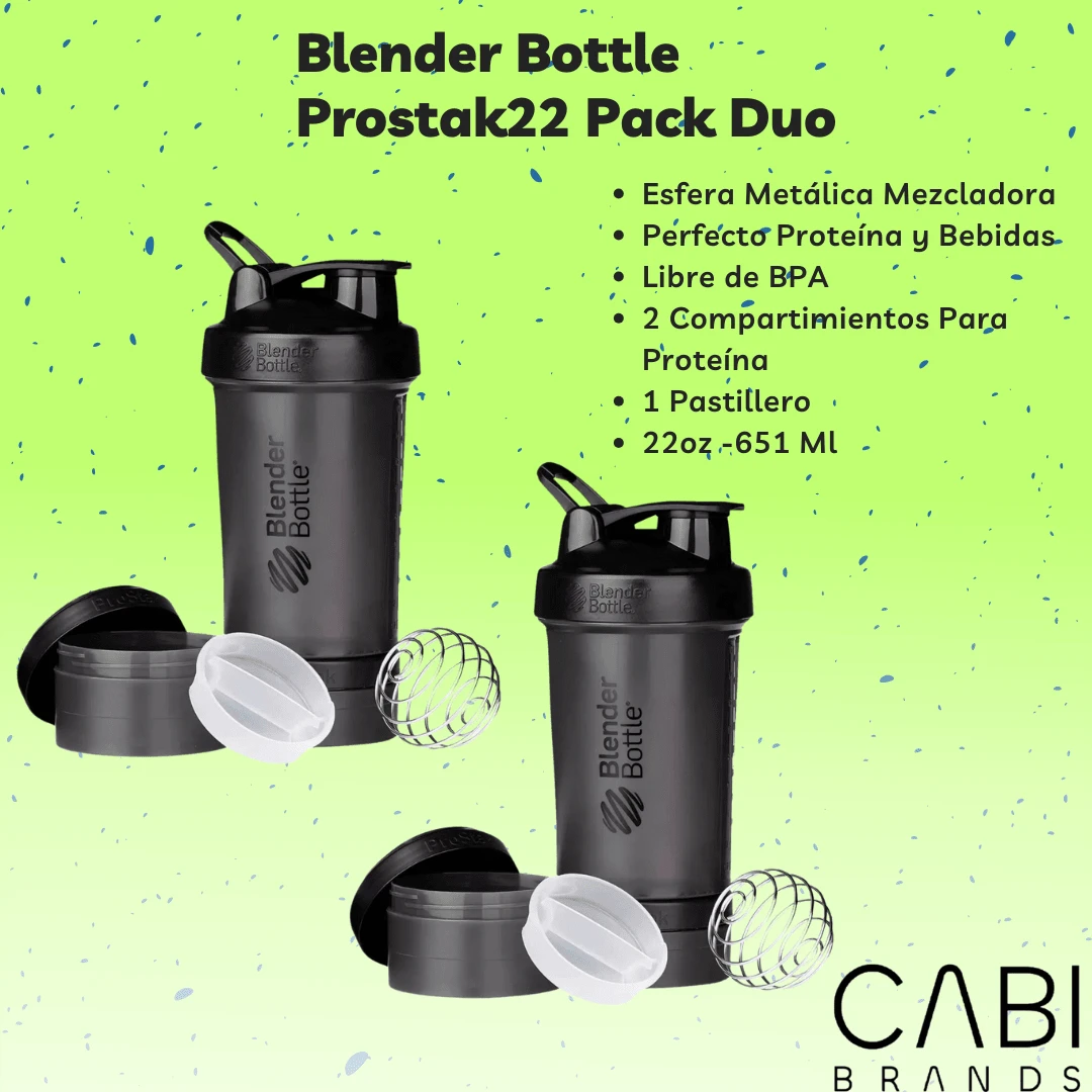 Bottle Gym Sports Bottle Prostak22 Shaker Bottle With Pill Box Included And 2 Compartments For Protein Duo Pack Black Color 2 Pieces - Black - View 1