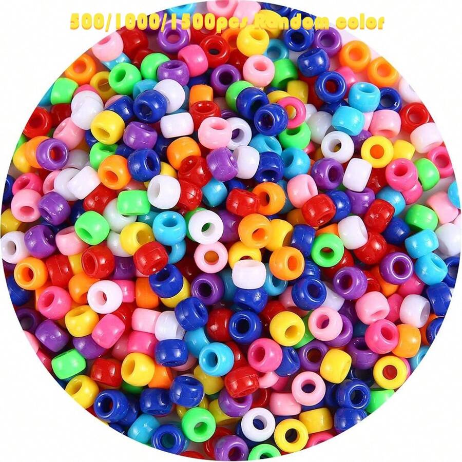 500/1000/1500顆 9x6 的桶形珠子,多種顏色的塑料馬匹,適用於diy手鏈,項鍊,頭髮手工藝品,裝飾藝術品 - 9x6小馬珠 - 查看 1