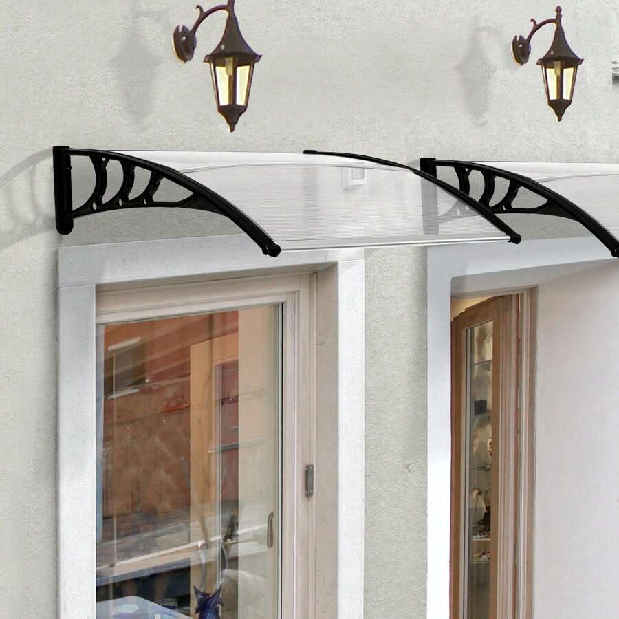 Outsunny 75x120cm Pensilina Tettoia per Balcone Porta e Finestra Impermeabile e Anti-UV in Policarbonato per Esterni - Tagli Unica - Visualizzare 1