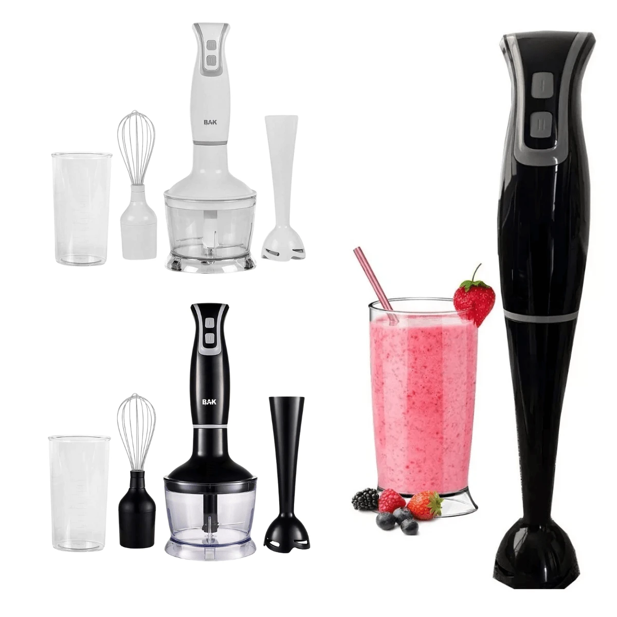 Mixer 3 Em 1 Processador Elétrico Portatil Para Cozinha Misturador Triturador - Preto - Visão 1