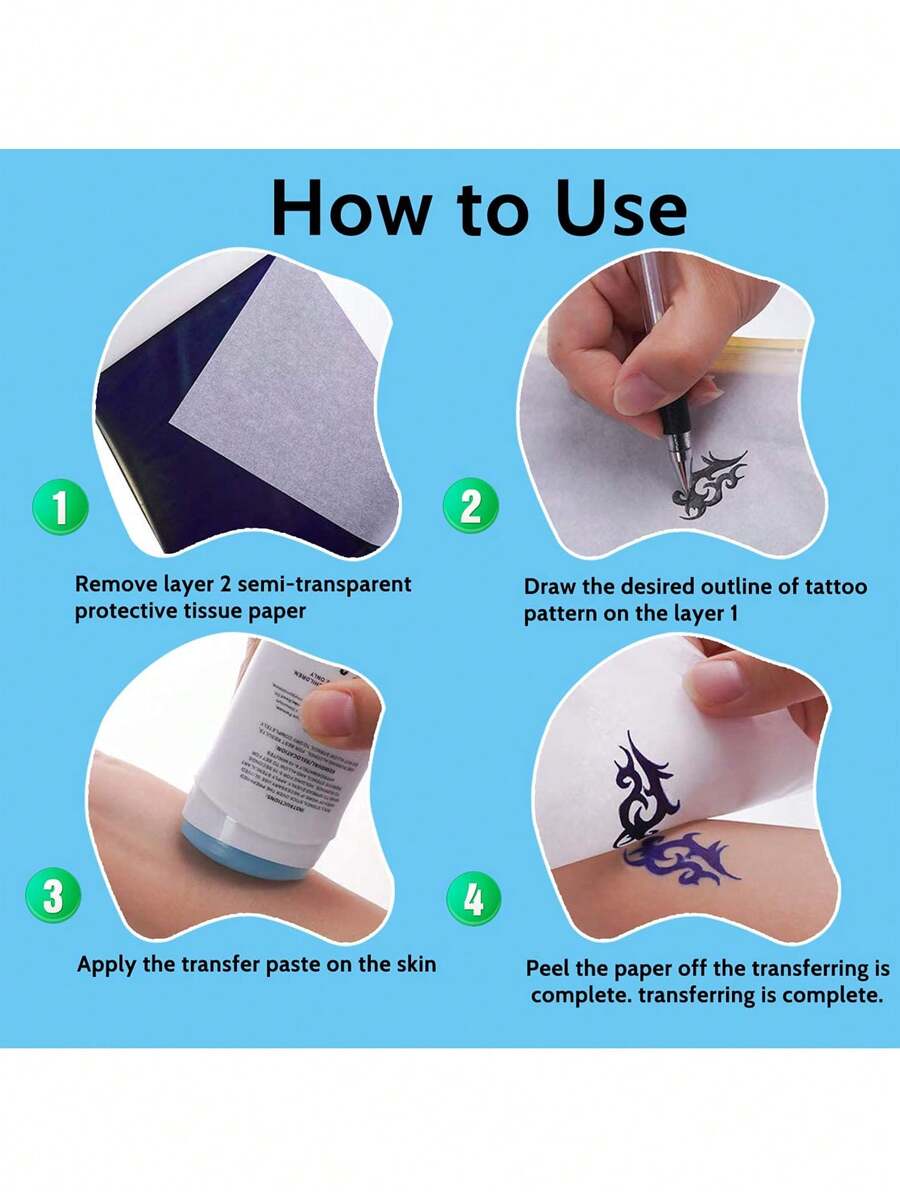 5 Sheets Tattoo Stencil Paper Tattoo Transfer Paper, 4 Layer 8.66